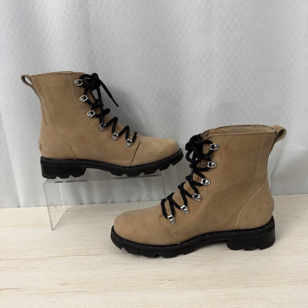 Sorel Lennox Lace Waterproof Boots Women’s Size 9.5 Tan Leather Combat - Picture 11 of 13